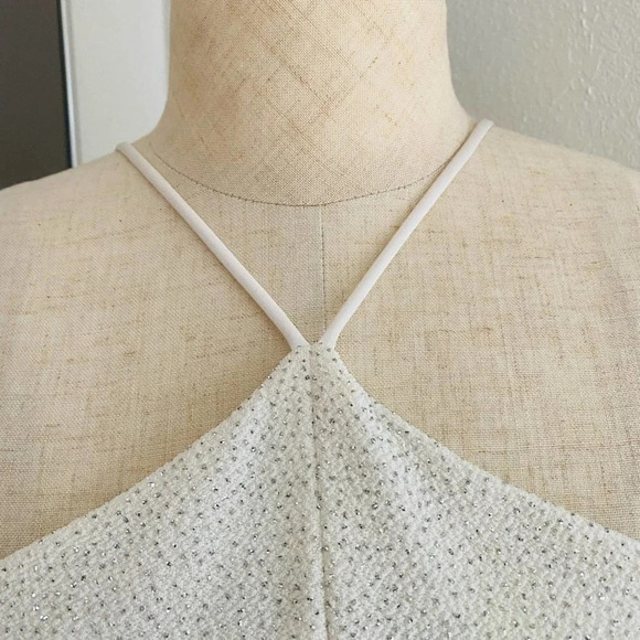 Vintage 90s Cache Halter Sparkle Black & White Formal Dress - Picture 5 of 16